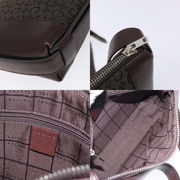 CELINE C Macadam Canvas Shoulder Bag Brown Silver - Picture 11 of 12